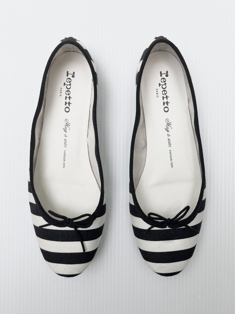Repetto x Hug O War Cendrillon Black & White Striped Flats - Size 40 EU/8 US